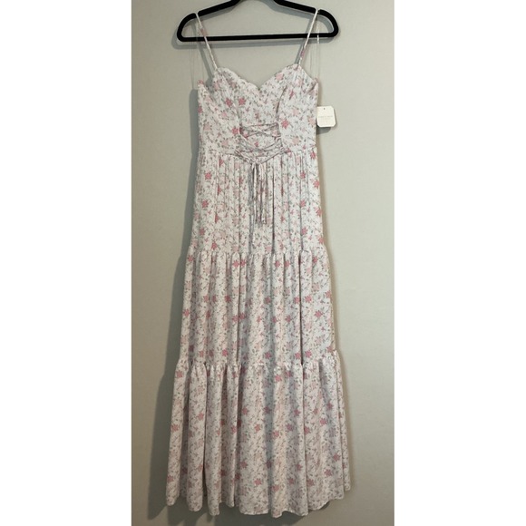 Altar'd State Jodee White/Pink Floral Maxi Tiered Dress Easter Fairy  Sz S - Picture 2 of 16